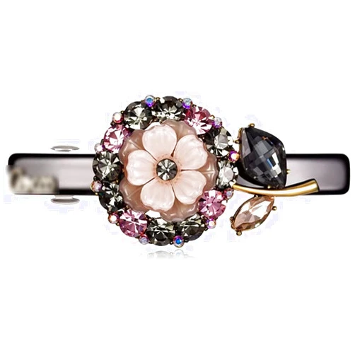 YQBUER LuckyTagy Flower Hairpin Rhinestone Clip Korean Horizontal Clip Top Clip Back Head Clip Mother Hair Accessories Female