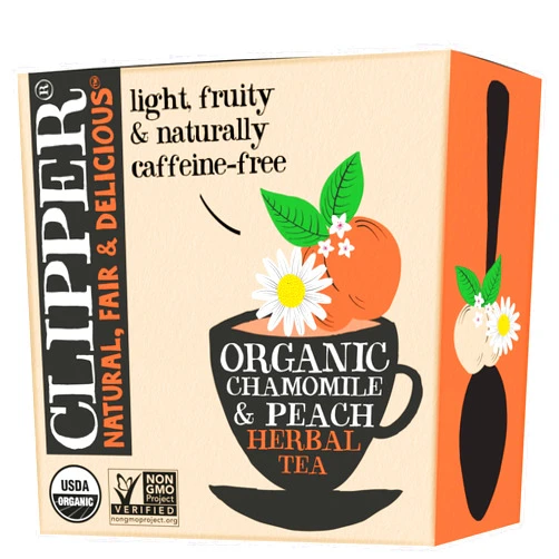 Clipper Natural, Fair & Delicious Clipper Tea Chamomile & Peach Teabags – USDA Organic, Great Hot or Iced – Natural, Fair & Delicious Fruity Chamomile & Peach Infusion – 50 Tea Bags