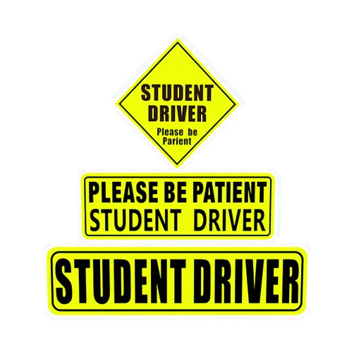 BESULEN Car Reflective Student Driver Sticker, 3 Pieces Student Driver Sticker Please Be Patient Safety Sign, Automotive Magnets Vehicle Bumper Sticker for New Drivers for Car Window