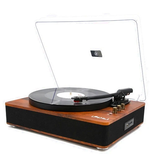 LP&NO.1 Record Player Turntable with Built-in Speakers and USB Play&Recording Belt-Driven Vintage Phonograph Record Player 3 Speed for Entertainment and Home Decoration（Mahogany Wood）