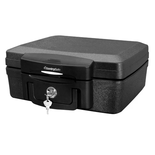 SentrySafe H0100 0.17 cu. ft. Fire Resistant and Waterproof Chest with Key Lock in Black