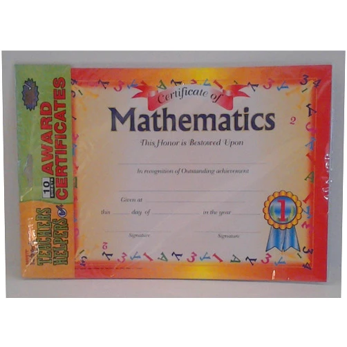 Kidsworks Mathematics Award Certificates