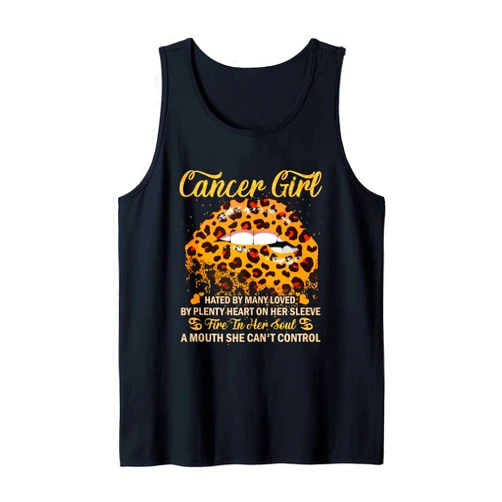 Cancer Girl Birthday Leopard Sexy Lip Zodiac Tank Top