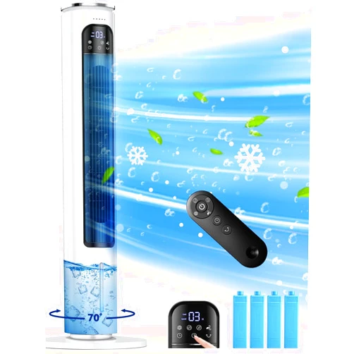CENSTECH 37 INCH Evaporative Air Cooler w/LED Display, Touch Control & 20FT Remote, 3 Modes & 3 Speeds Swamp Cooler Air Conditioner, 12H Timer for Auto-off, 70° Wider Oscillating Air Cooler for Room