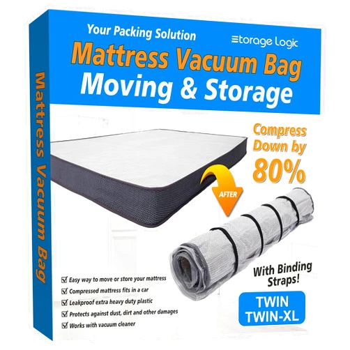 Storage Logic Twin/Twin XL Foam Mattress Vacuum Bag for Moving, Vacuum Seal Storage Bag with Straps