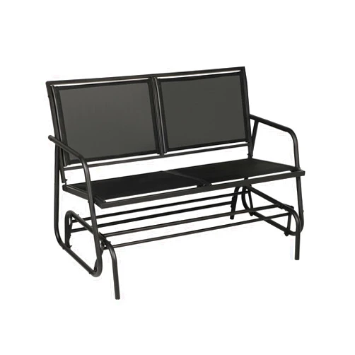 Incbruce Outdoor Patio Swing Glider Loveseat Chair, Garden Rocking Chair Patio Bench for 2 Person, Steel Frame Porch Chair Set with Textilene Fabric, Black