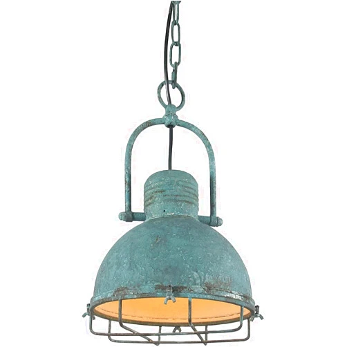 ZXKYZR8 Heavy Industrial Ceiling Lamp Faded Blue Finish Mid Century Nautical Barn Droplight Steampunk Metal Cage Chain Hanging E27 Chandelier for Kitchen Corridor Garage Salon Entryway Farmhouse