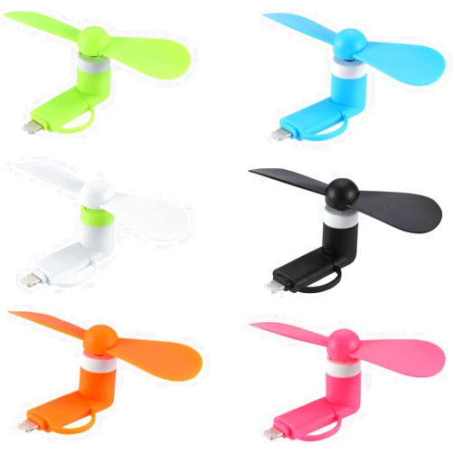 SADAHALU Mini Cell Phone Fan 6 Packs 2-in-1 Mobile Phone Fans Compatible with iPhone/iPad/Android Smartphone/Tablet Fit for Type C/Lightning Port Colorful and Powerful Fans(6-Pack)