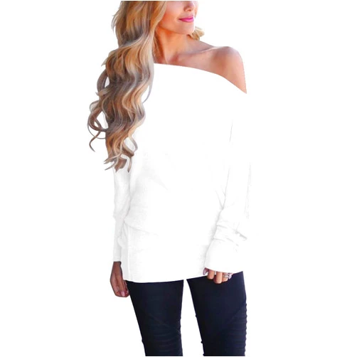 Lacozy Women's Off Shoulder Long Sleeve Oversized Pullover Sweater Knit Jumper Loose Tunic Tops