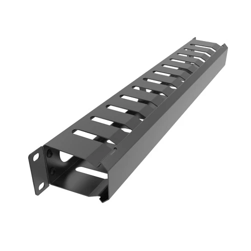 Jingchengmei All Metal 1U 19 Inch Server Rack Wire Management System-Horizontal Rack Mount 12 Larger Slots Cable Manager (AHMMA1U12S, Black)