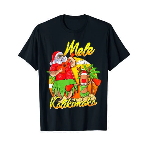Christmas Hawaii Gift Men Women Kids Youth Toddler Mele Kalikimaka Hawaiian Christmas In July Santa Claus T-Shirt