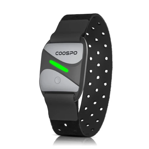 COOSPO Heart Rate Monitor Armband HW807, Bluetooth 5.0 ANT+ HRM with HR Zone LED Indicator, Tracking Heartbeat HRV for Fitness Training, Work with Peloton/Polar/Wahoo/Strava/DDP Yoga