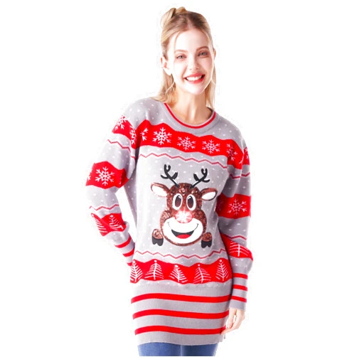 Giggling Getup Womens Light Up Ugly Christmas Sweater Dress with Light Up Bulb, Sweater Dresses for Women 2025