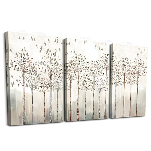 AHUASJART trees and birds Abstract Paintings Canvas Prints Wall Art for Bedroom Bathroom Wall Decor office Artworks Pictures Wall Decorations for Living Room,3 Piece Sunrise and sunset Modern Home Decoration