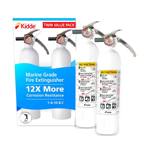Kidde Mariner 110 Marine Fire Extinguisher for Boats, 1-A:10-B:C, 3.9 Lbs., Coast Guard Approved, Strap Bracket (Included), White, 2 Pack