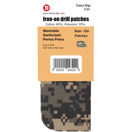 BLUE DOLLAR AMERICA -Dimecrafts Iron-On 5in x 5in Camouflage Mend & Repair Patches CT.2 - Camo Digital