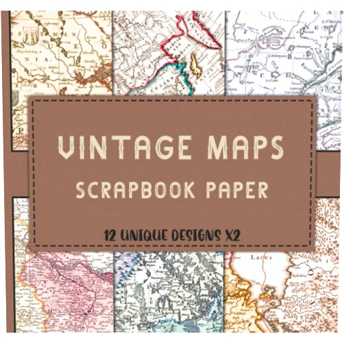 Ladislao Yun Vintage Maps Scrapbook Paper: Double Sided 8 x 8