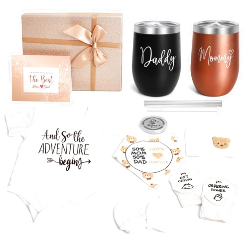 Suhctuptx New Mom Gifts for Women, Top Pregnancy Gifts for New Parents Gender Reveal Gifts with Mom and Dad Tumbler Set for First Time Moms, Expecting Parents to Be, Gender Reveal, Baby Shower…
