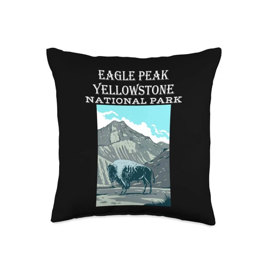 Eagle Peak Yellowstone National Park Artwear Eagle Peak Yellowstone National Park Wyoming Hiking Outdoors Throw Pillow
