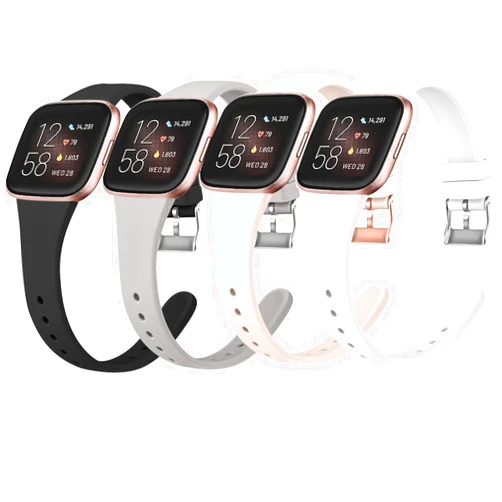 Tobfit Slim Sport Watch Bands Compatible with Fitbit Versa 2 Bands for Women Men, Silicone Replacement Wristbands Straps Compatible for Fitbit Versa 2 / Fitbit Versa/Versa Lite/Versa SE, 3 Pack