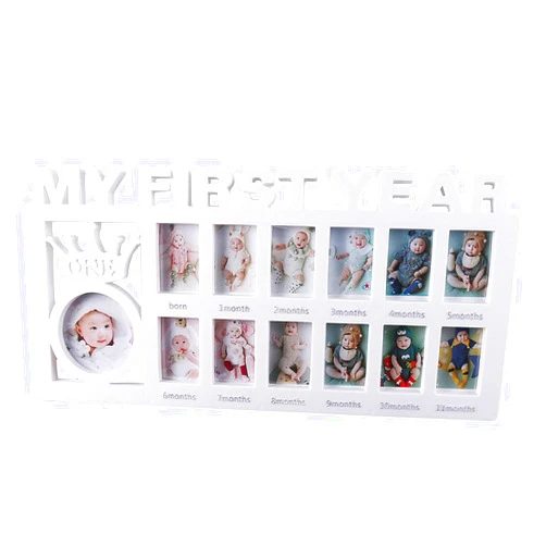 IEasey 1st Birthday Gift Baby Picture Frame Newborn My First Year Photo Frame Baby Girl Boys Nursery Decoration Album Baby Shower Keepsake Picture Frame First Birthday Xmas Christening Memories Gift