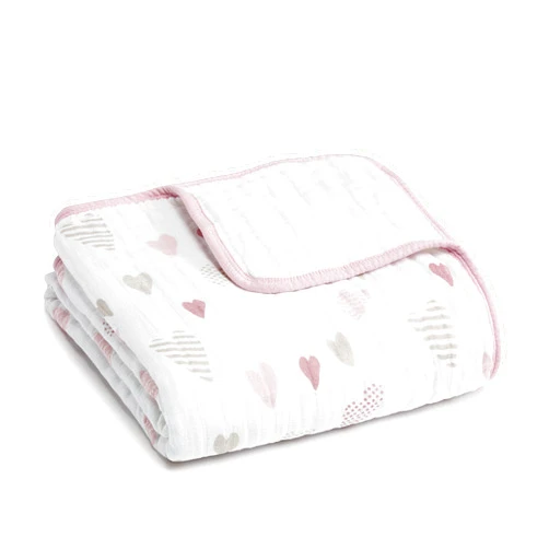 aden + anais Dream Blanket, Boutique Muslin Baby Blankets for Girls & Boys, Ideal Newborn Nursery & Crib Blanket, Unisex Toddler & Infant Bedding, Shower & Registry Gift, Heartbreaker