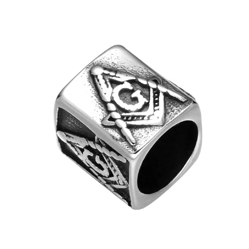 Laliva 316L Stainless Steel Free-Mason Freemasonry Masonic European Big Hole Beads for Bracelet Jewelry Making DIY Wholesale 5pcs