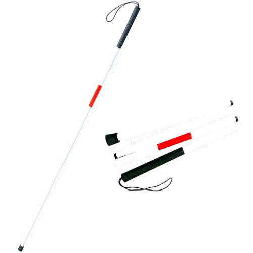 GOESUP Folding Walking Cane Stick Reflective Red for The Blind or Visually Impaired Blind Cane Folds in 4 Sections