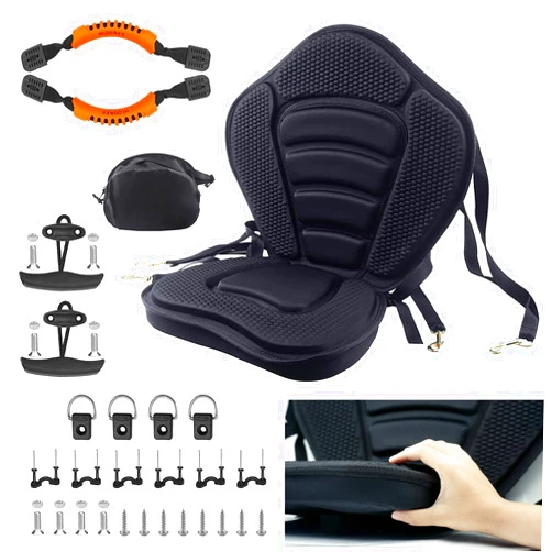 HLOGREE Kayak Seats - 1/2 Pck, Thicken Padded Seat Cushion with Back Support, Canoe & Ocean Sup Compatible
