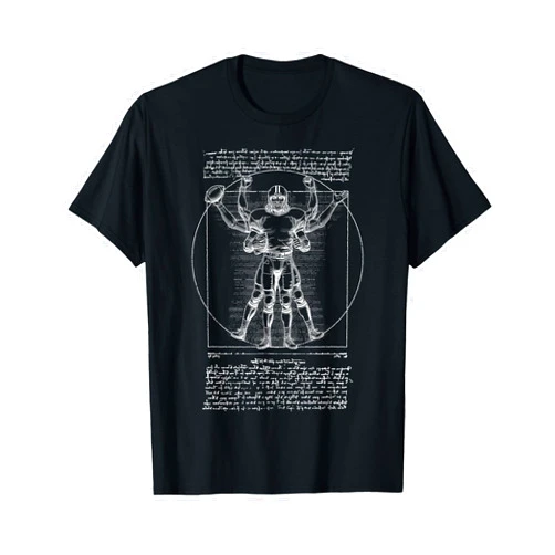Grandio Design Sports Training And Fitness American Football Player Vitruvian Man Leonardo Da Vinci T-Shirt