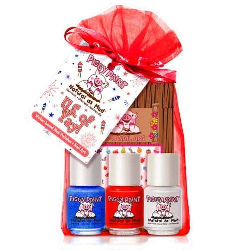 PIGGY PAINT 100% Non-toxic Girls Nail Polish - Safe, Chemical Free Low Odor for Kids, U.S. of YAY!