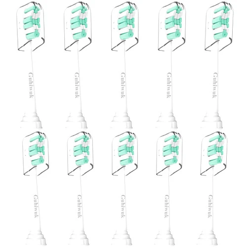 Guhiwuk Replacement Toothbrush Heads for Philips Sonicare: Electric Toothbrush Replacement Heads Compatible with Sonicare Plaque Control ProtectiveClean 4100 5100 6100 C2 G2 W2,10 Pack