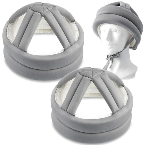 Woanger 2 Pcs Anti Fall Elder Head Safety Helmet for Adults Special Needs Thick Soft Protective Hat Adjustable Seniors Fall Prevention Head Protection Cap Elderly Helmet for Injury Protection (Gray)