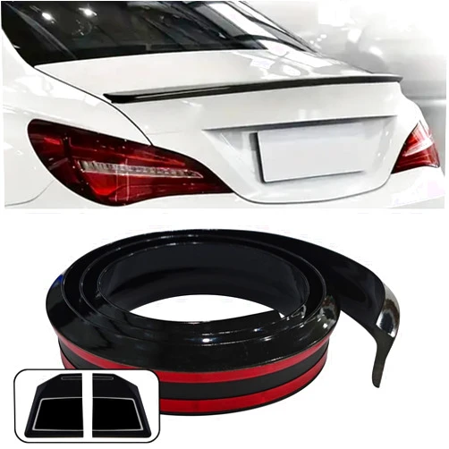 MLAHUIER Car Trunk Spoiler Roof Lip Kit, 4.9 Ft Reflective Carbon Fiber Rear Wing Spoiler Sticker Bar for Tailgate Roof Bumper, Universal Punch-Free Vehicle Exterior Accessory Sticker(Black)