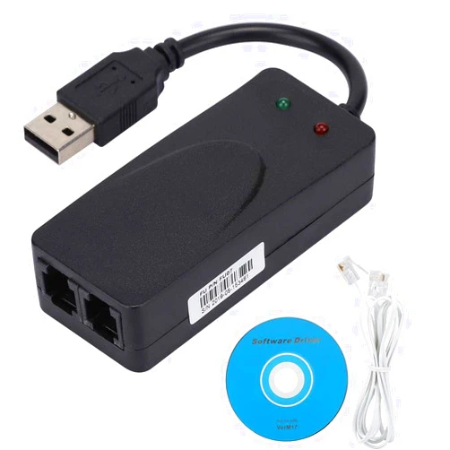 V BESTLIFE Dual Ports USB2.0 56K Voice Fax Data External V.90 V.92 Modem for Win 7/Win 8/Win 10/Win XP, Support Auto-Dial/Tone and Pulse Dialing/Auto Answer