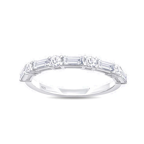 AFFY Lab Grown Diamond Wedding Bands for Women, Half Eternity Stackable Engagement Ring In 14K Gold Over Sterling Silver, Promise Rings, Anniversary Bands Gifts For Her (0.50 Cttw)-10