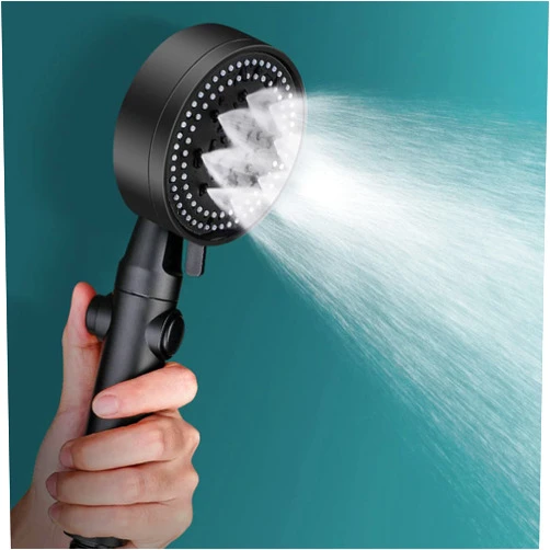 ERTY High Pressure Shower Head with Handheld, 5 Spray Settings Water Saving Heads, Multi-Functional Handheld Stop Switch, Saving, Easy to Install (Black-A) (FHM-46)