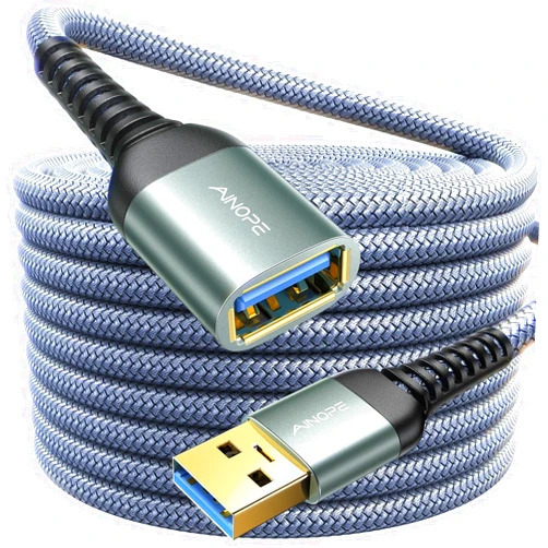 AINOPE USB Extension Cable,USB Extender,USB 3.0 Extension Cable, Male to Female Cord High Data Transfer Compatible with Webcam,Keyboard,Flash Drive,Hard Drive,Printer,6.6FT,Grey