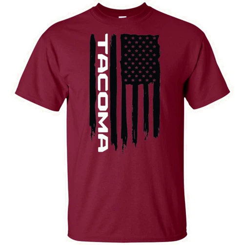 Wheel Spin Addict Men's Tacoma American Flag USA T-Shirt