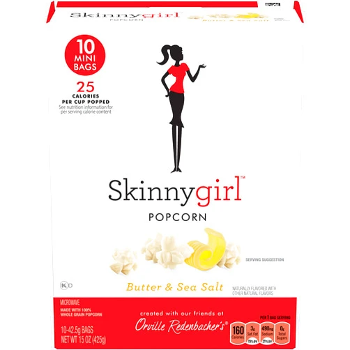 Orville Redenbacher's Skinnygirl Butter Flavored & Sea Salt Microwave Popcorn, 10 Count Mini Popcorn Bags (6 Boxes)