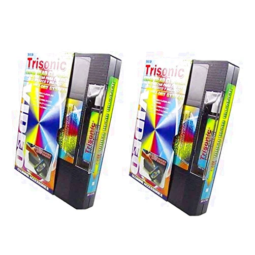 ATB 2 PACK Head Cleaning Video Tape Cassette VHS VCR Player Recorder Wet Dry Cleaner VHS & VCR Video Cassette Cleaner Tape Wet & Dry Head Cleaner Dust Dirt Static Removal Improves Playback Quality 2 pack