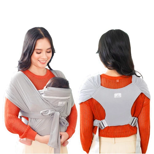 BabbleRoo Baby Wraps Carrier - Baby Essentials Baby Sling Carrier, Secure & Comfortable, Breathable, Easy-to-use, Adjustable M to XXL, Promoting Parent-Child Bonding, Gray