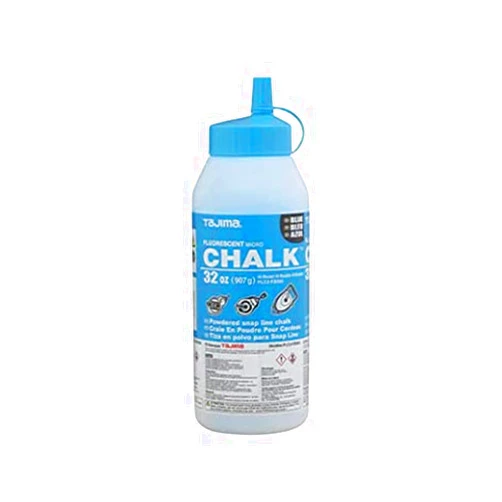 Tajima Micro Chalk - Fluorescent Blue 32 oz (907g) Ultra-Fine Snap-Line Chalk with Durable Bottle & Easy-Fill Nozzle - PLC2-FB900