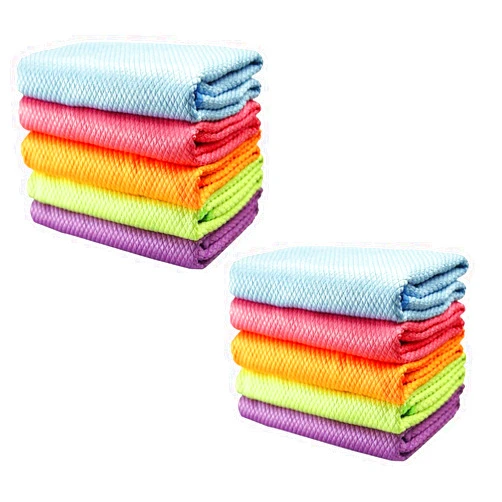 SCSQI 2023 New Shiny Wipes Cleaning Cloths, Fish Scale Streak Free Miracle Glass Window Cleaning Cloth, Nanoscale Shiny Wipes Microfiber Cleaning Cloths Reusable Lint Free Fish Scale Cloth (12*16in,10PCS)