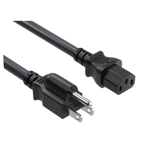 Cable Leader CableLeader 15ft 14 AWG Universal Power Cord IEC320 C13 to NEMA 5-15P, Extension Power Cord, Compatible with Computers, Monitors, Printers & TVs, Black, Pack of 1