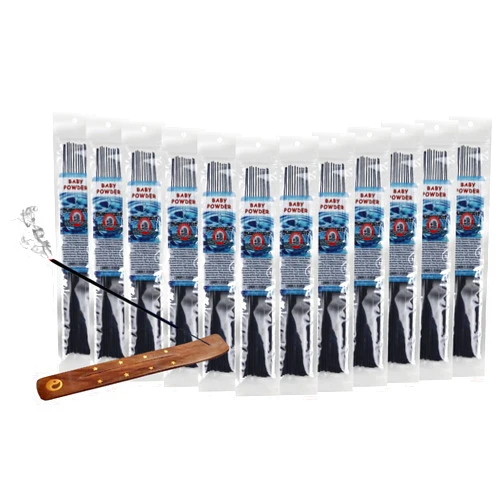 Blunteffects/Blunt Effects Premium Hand Dipped Incense - 12 Pack (12 Sticks Each) with Incense Holder [Choose The Scent] (Baby Powder)