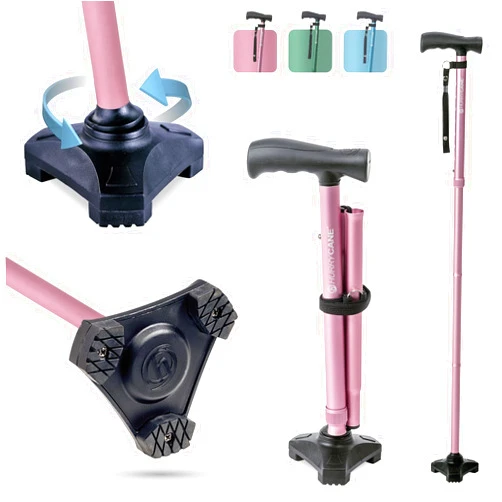 HurryCane HCANE-PP-C2 Freedom Edition Foldable Walking Cane with T Handle