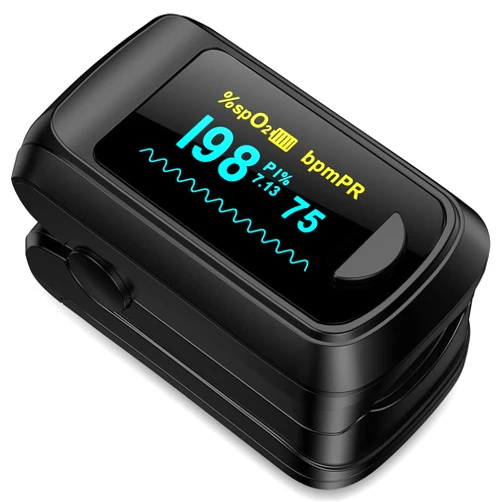HealthTree Fingertip Pulse Oximeter Blood Oxygen Monitor Pulse Ox, Heart Rate and Fast Spo2 Reading Oxygen Meter with OLED Screen Included Batteries and Lanyard
