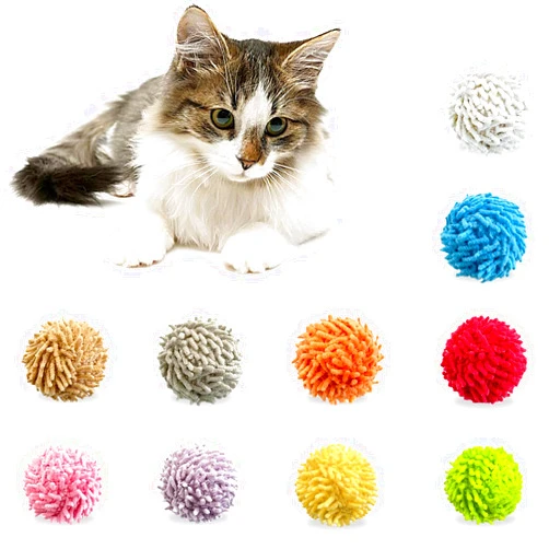 Andiker 10PCS Cat Ball Toys, 1.69 Inches Cat Yarn Balls Built-in Bells Colorful Cat Toys for Indoor Cats Reducing Boredom Cleaning Teeth and Keeping Fit