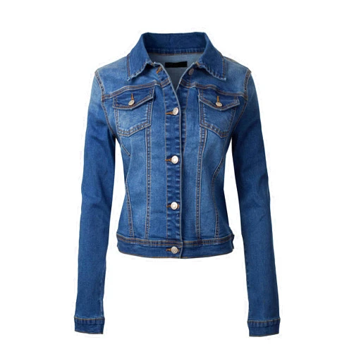 Design by Olivia Women's Classic/Destroyed Vintage Washed Long Sleeve Denim Jean Jacket